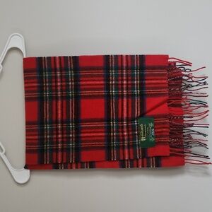 L.L. Bean 100% Lambwool Red Plaid Scarf
